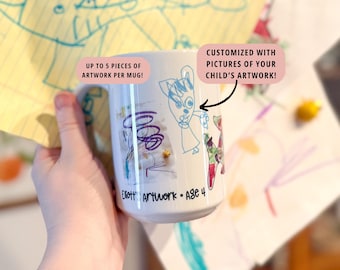 Custom Kids Artwork Mug - Personalized Drawing Keepsake - Actually Handmade - Mother's Day - Father's Day