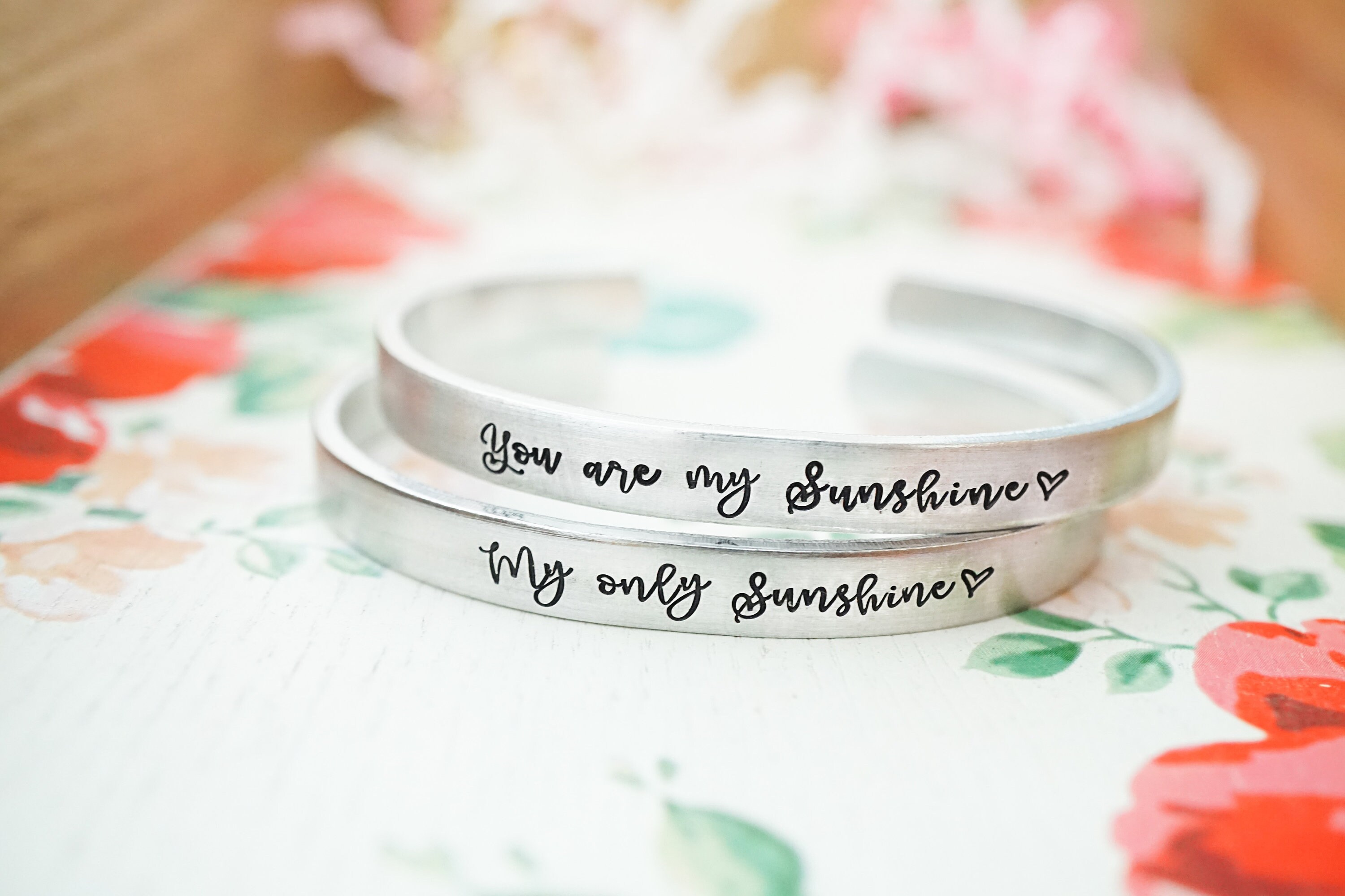 You Are My Sunshine Bracelet, You Are My Sunshine Cuff, Stamped Cuff,  Custom Silver Cuff 