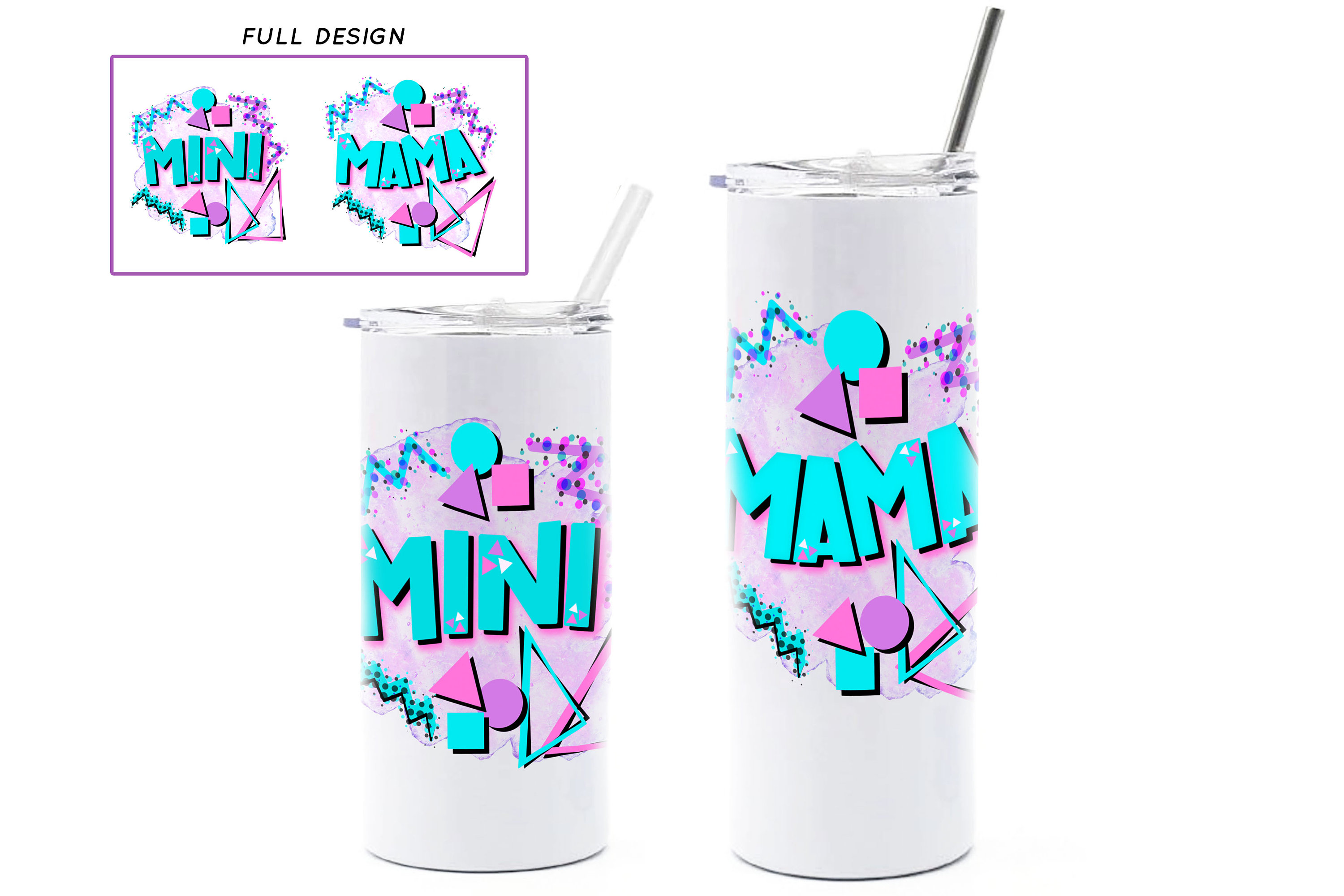 Mama and Mini Tumbler Set - Insulated Stainless Steel Spill Proof with Straw  Dishwasher Safe. Tumbler. Toddler