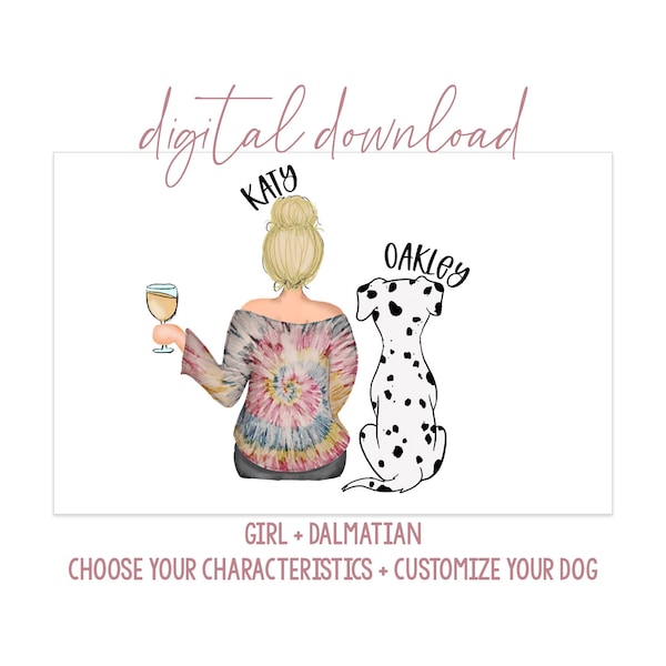 Girl with Golden Doodle Digital Artwork - Digital Download - Personalized Girl with Dog - Dog Mom Gift - Dog Mom Portrait - Dog Portrait