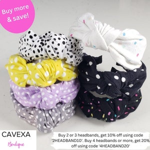 The Polka Dot Collection Flannel Knotted Headband - Knotted Headbands, Hard Knot Headbands, Polka Dot Headband, Hand Made Headband