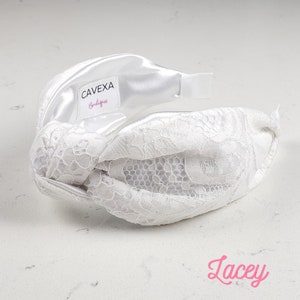 The Lacey Knotted Headband - Knotted Headband, Bridal Headband, Hard Knot Headband, White Headband, Wedding Headband, Elegant Headband