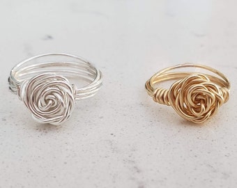 Wire Wrapped Rose Ring - Wire Wrapped Ring