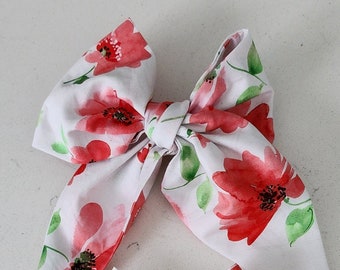 The Poppy Bow - Handmade Bow Clip - Hair Bow - Floral Bow - Handmade Bow