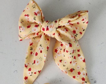 The Savannah Bow - Handmade Bow Clip - Hair Bow - Floral Bow - Handmade Bow