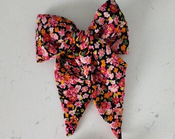 The Iris Bow - Handmade Bow Clip - Hair Bow - Floral Bow - Handmade Bow