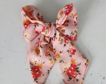 The Chloe Bow - Handmade Bow Clip - Hair Bow - Floral Bow - Handmade Bow