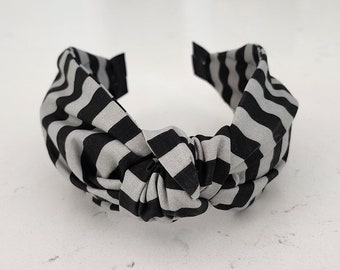 The Halloween Stripe Knotted Headband - Knotted Headband, Halloween Headband, Hard Knot Headband, Orange Headband, Black Headband