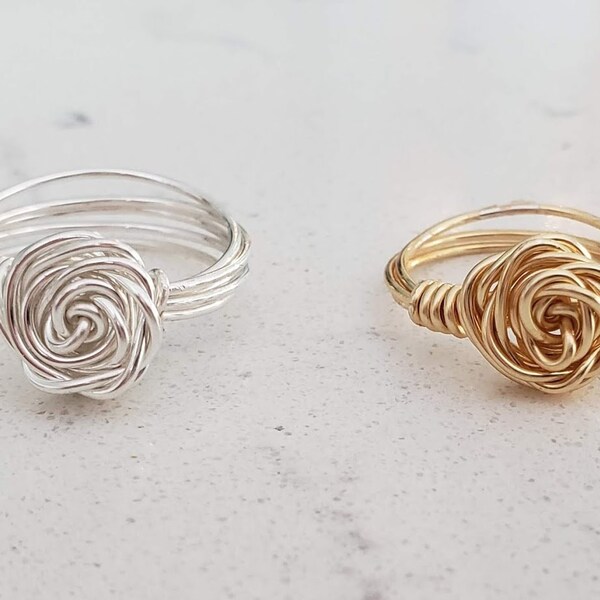 Wire Wrapped Rose Ring - Wire Wrapped Ring