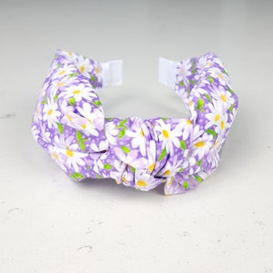 The Lala Knotted Headband - Knotted Headband, Spring Headband, Hard Knot Headband, Summer Headband, Purple Daisy Headband