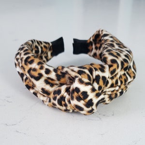The Geonna Flannel Knotted Headband - Knotted Headbands, Leopard Print Headbands, Hard Knot Headband, Winter Headband, Cheetah Headband