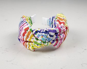 The Kaity Knotted Headband - Knotted Headband, Birthday Headband, Hard Knot Headband, Birthday Party Headband, Rainbow Headband