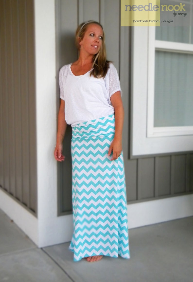 Women/'s Maxi Skirt Jersey Cotton Knit Skirt Custom Made You Chose the Color The PLUS SIZE Chevron Maxi Skirt