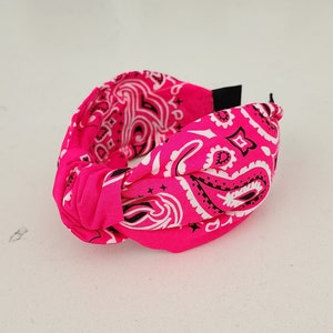 The Dark Pink Bandana Knotted Headband - Knotted Headband, Knot Headband, Hard Knot Headband, Bandana Headband, Pink Headband