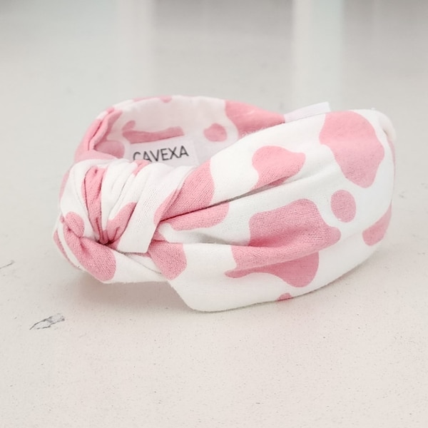 The Clarabelle Knotted Headband - Knotted Headband, Cow Print Headband, Hard Knot Headband, Cow Headband, Animal Print Headband Headband