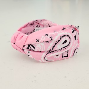 The Light Pink Bandana Knotted Headband - Knotted Headband, Knot Headband, Hard Knot Headband, Bandana Headband, Pink Headband