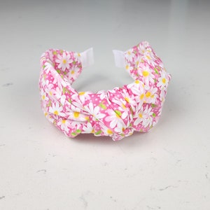 The Summer Knotted Headband - Knotted Headband, Spring Headband, Hard Knot Headband, Summer Headband, Pink Daisy Headband