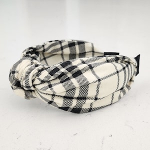 The Briar Knotted Headband - Knotted Headband, Plaid Headband, Hard Knot Headband, Black Headband, Flannel Headband