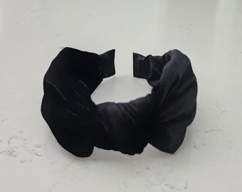 The Nora Velvet Knotted Headband - Knotted Headbands, Velvet Headbands, Hard Knot Headbands, Christmas Headband, Winter Headband, Black