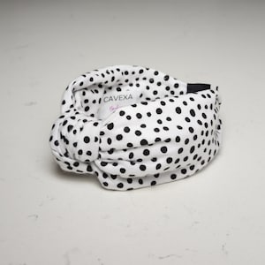 The Millie Knotted Headband - Knotted Headbands, Polka Dot Headbands, Hard Knot Headband, Turban Headband, Black & White Headband