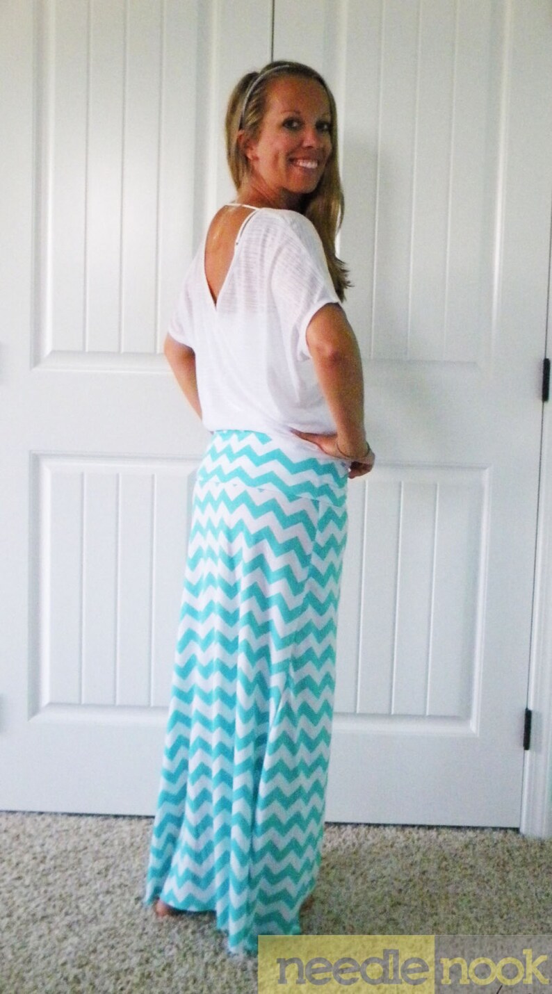 Women/'s Maxi Skirt Jersey Cotton Knit Skirt Custom Made You Chose the Color The PLUS SIZE Chevron Maxi Skirt