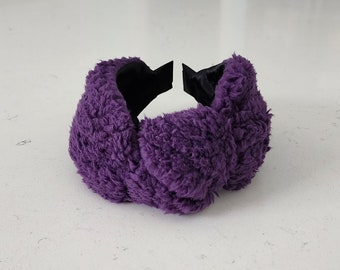 The Whitney Sherpa Knotted Headband - Knotted Headband, Hard Knot Headband, Sherpa Headband, Sherpa Accessory, Purple Headband