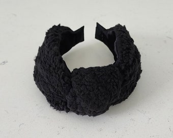 The Blakely Sherpa Knotted Headband - Knotted Headband, Hard Knot Headband, Sherpa Headband, Sherpa Accessory, Black Headband