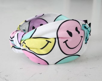 The Smiley Knotted Headband - Knotted Headband, Hard Knot Headband, Smiley Face Headband, Smile Headband, Smile Face Accessory