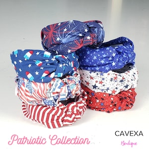 The Patriotic Collection Knotted Headband - Knotted Headband, Hard Knot Headband, 4th of July Headband, Red White & Blue Headband