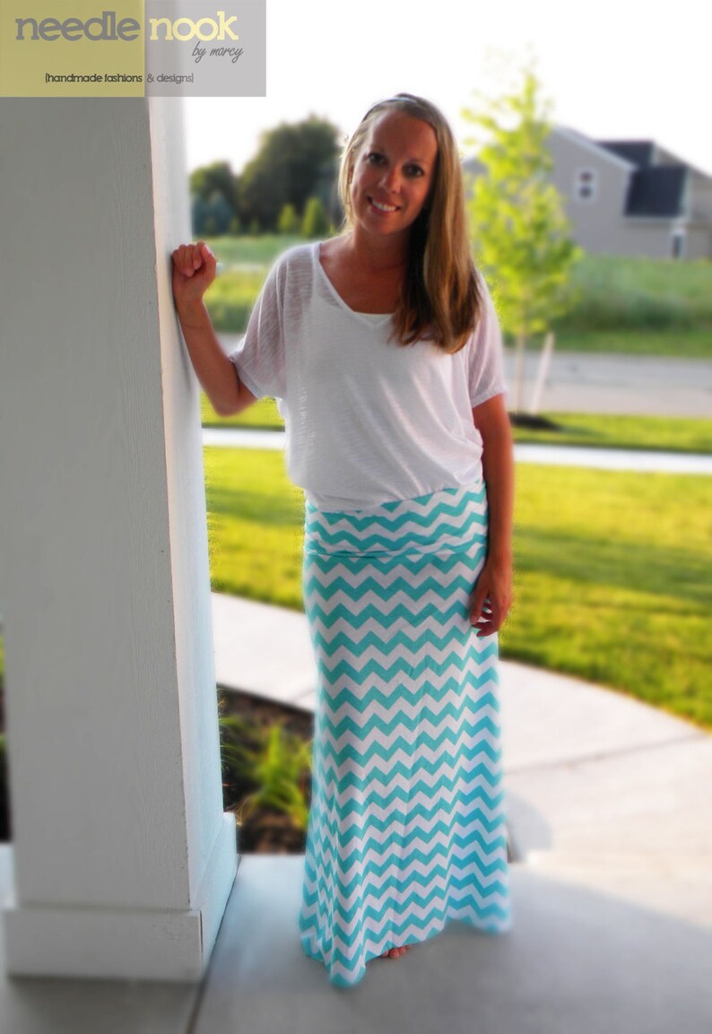 Women/'s Maxi Skirt Jersey Cotton Knit Skirt Custom Made You Chose the Color The PLUS SIZE Chevron Maxi Skirt