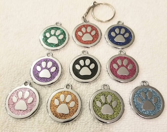 Sparkly Glitter Paw Print Keychain
