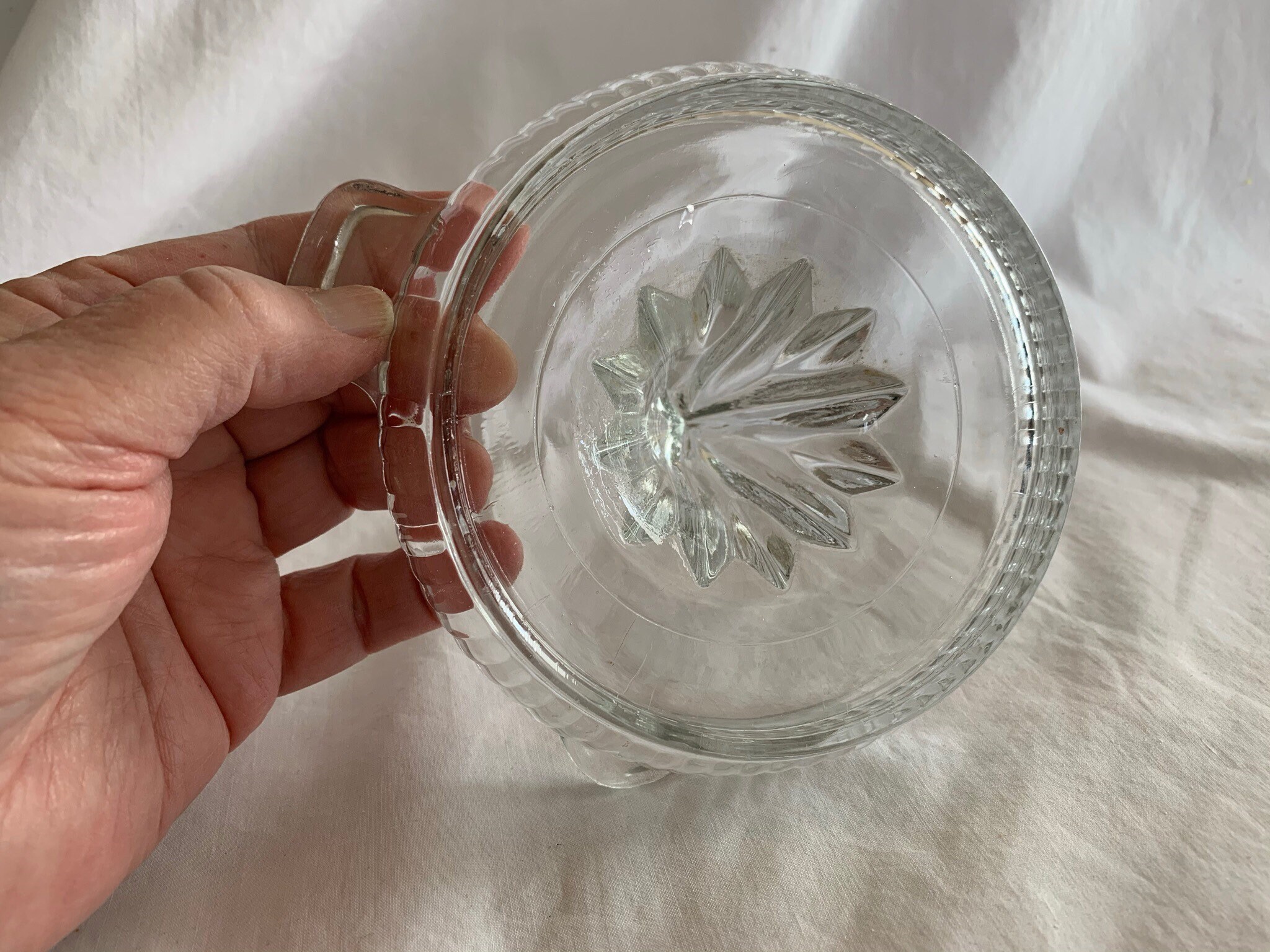 Vintage 1930s Anchor Hocking Clear Glass Side Handle Etsy