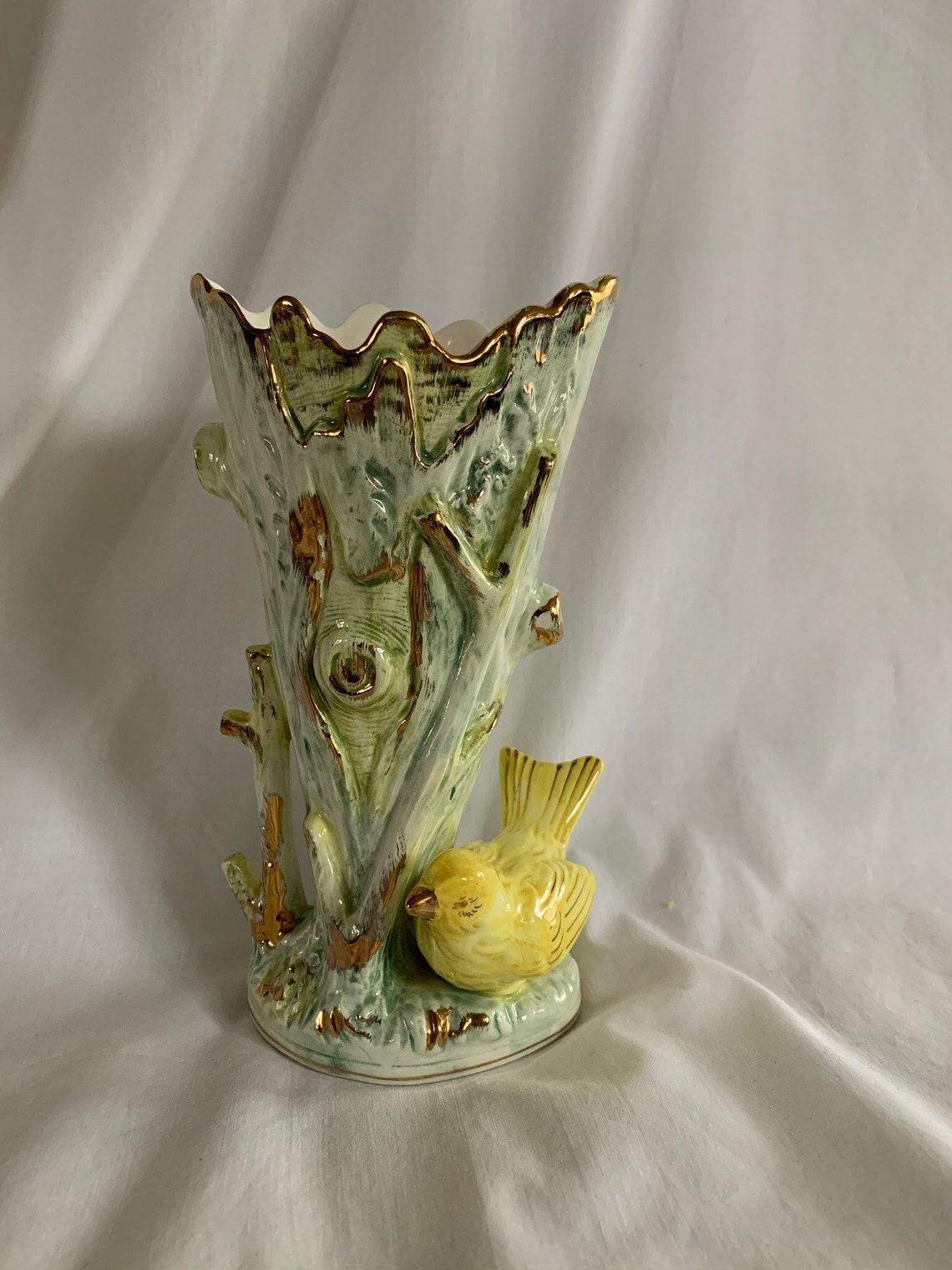 Vintage Japanese Ucagco Light Green Porcelain Vase with Yellow Etsy