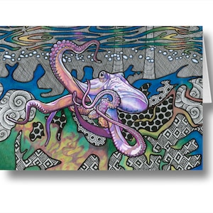 In Emerald Waters (Octopus) - Greeting Card / Art Card