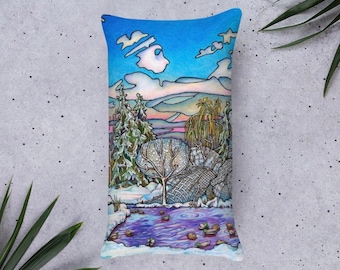 Winter Serenity (Winter in Beacon Hill Park) Pillow