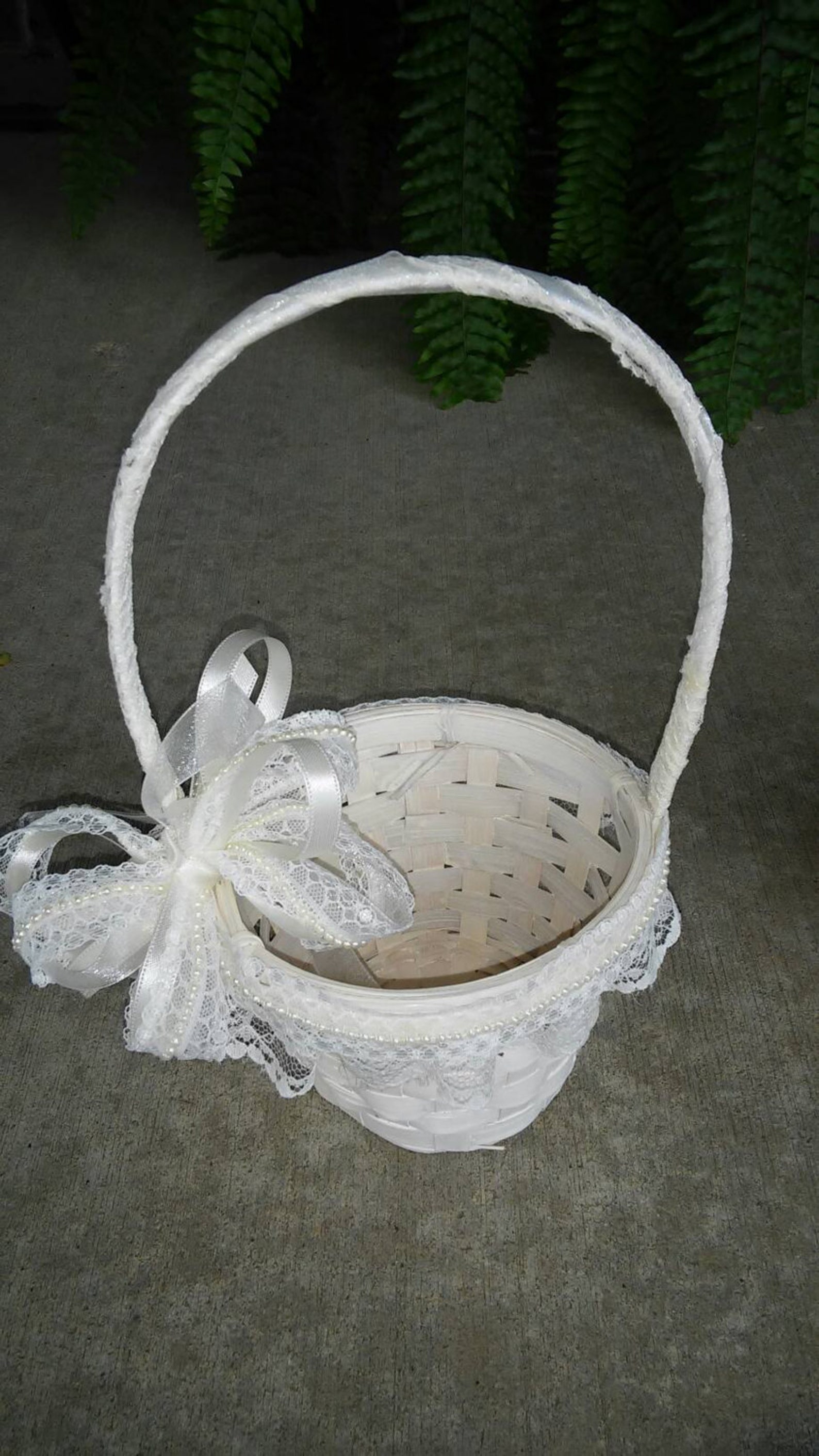 White Flower girl basket Etsy