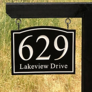Hanging House Number Sign, Driveway Address Sign, Signpost sign, Wood Grain Address Sign, Lamp Post Address Sign, Single or Double Sided