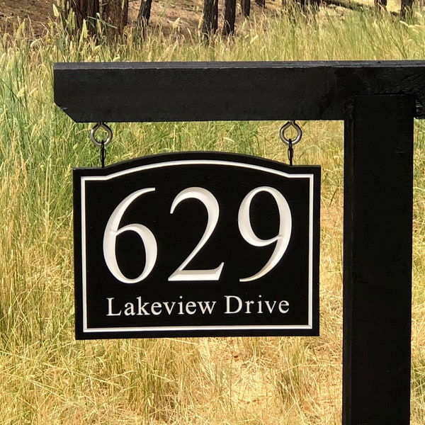 Hanging House Number Sign, Driveway Address Sign, Signpost sign, Wood Grain Address Sign, Lamp Post Address Sign, Single or Double Sided