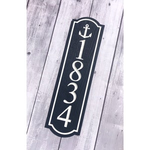 Anchor House Number Sign, Vertical Address Sign, Address Number Sign, Nautical Sign, House Sign, Address Plaque, Outdoor House Number Sign