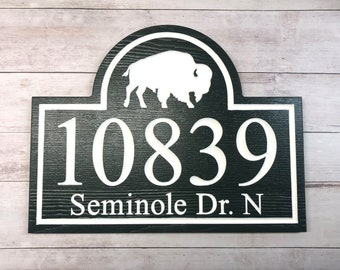 Bison Address Sign, Hanging Address Sign, Buffalo Address Sign, Ranch House Number Sign, Lamp Post Sign, Single or Double Sided