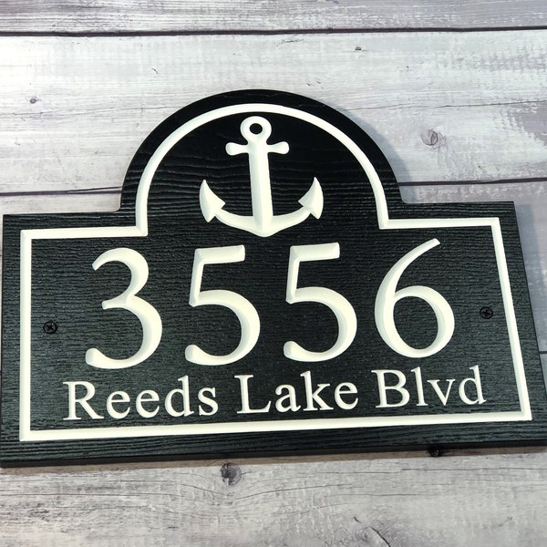 Nautical House Number Sign, Coastal Address Sign, Anchor Address Sign, Custom Address Sign, Address Plaque House, House Sign