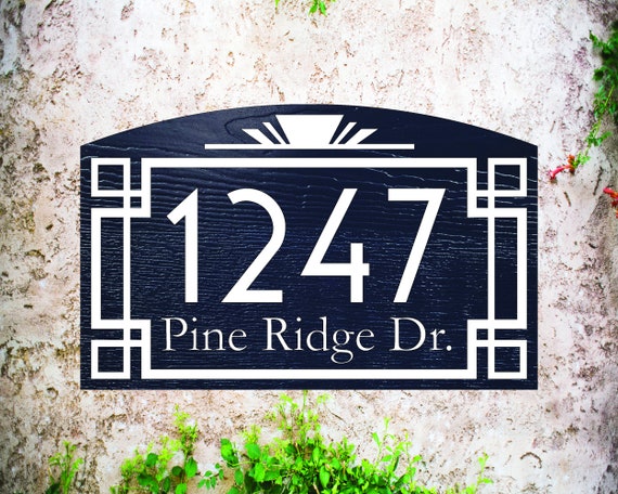 Art Deco Address Sign Farmhouse Sign Carved Address Sign | Etsy