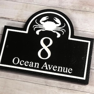 Nautical House Number Sign, Coastal Address Sign, Crab Address Sign, Custom Address Sign, Address Plaque House, House Sign