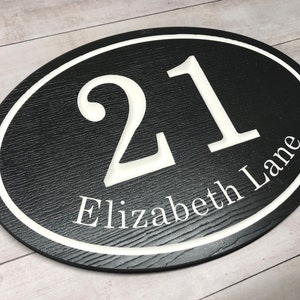 Oval House Number Sign, Signpost sign, Wood grain Address Sign, Oval Address Sign, Oval Address Plaque