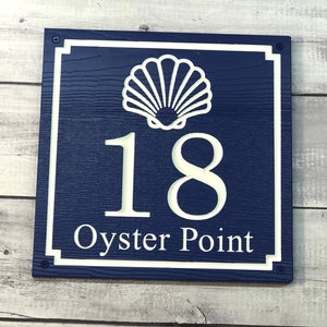 Sea Shell Address Sign, Coastal Street Name Sign, Street Numbers, Beach Address Sign, Square Address Plaque, New Home Gift Idea