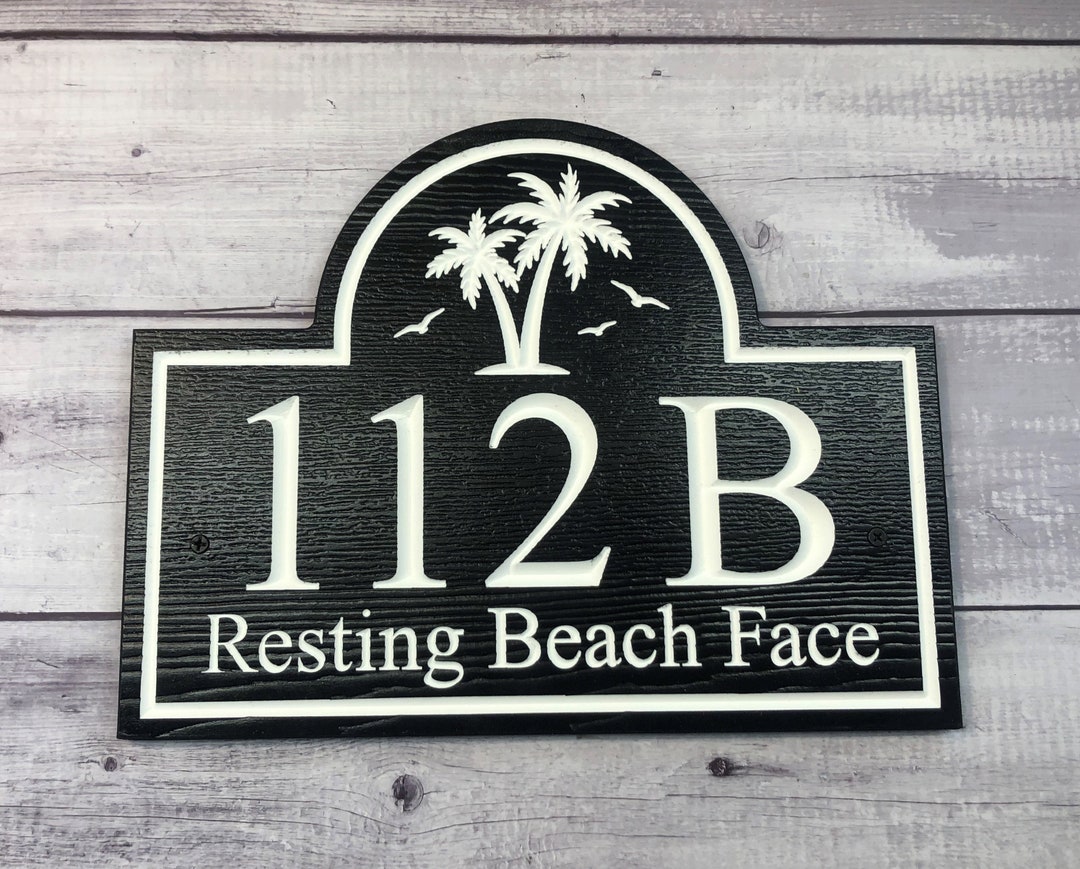 Palm Tree Address Sign, Coastal House Number Sign, Beach Address Sign