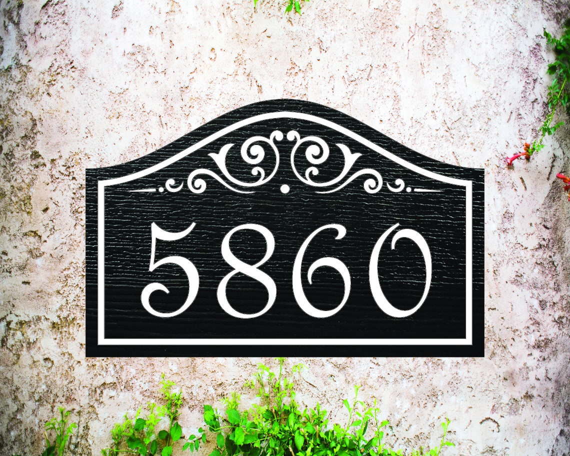Personalized house number sign address plaque carved PVC Etsy