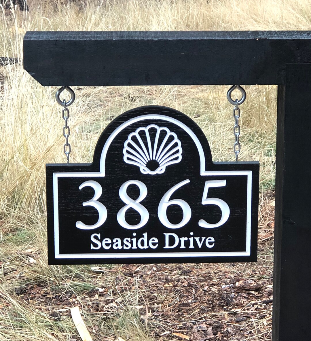 Nautical Address Sign, Hanging Address Sign, Seashell Address Sign
