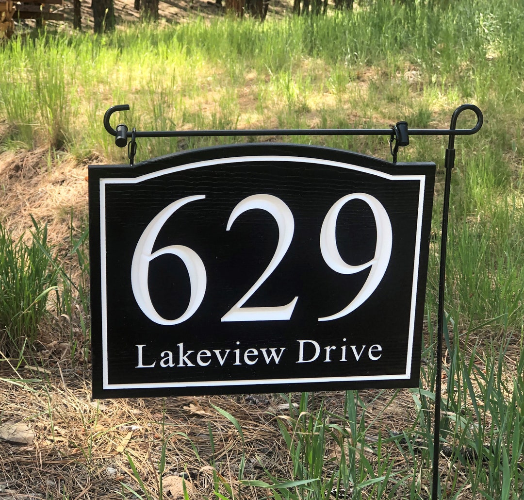 Hanging Address Sign Hanging House Number Sign Yard Address Etsy