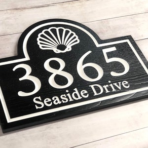 Coastal Address Sign, Nautical House Number Sign, Address Sign Outdoor, Seashell Address Sign, Address Plaque House, Beach House Sign